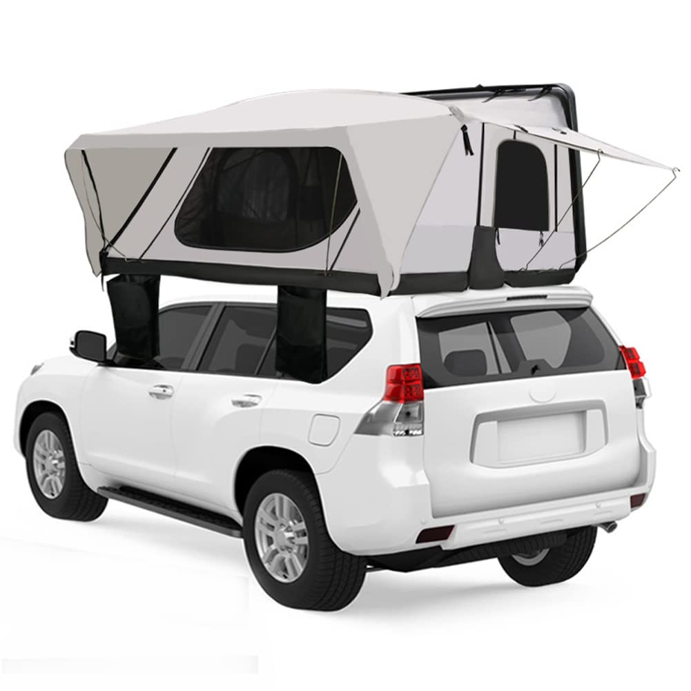 Tenda da tetto per auto, tenda da tetto solare per 3-4 persone, tenda da campeggio all'aperto, camera da letto mobile ad apertura rapida con scala telescopica impermeabile e impermeabile SUV Pop up