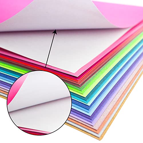 24 folhas de papel cartolina autoadesivo, 22 cores, papel adesivo colorido para impressão A4 para Cr