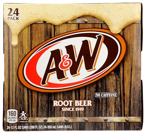A&W Root Beer Soda, 12 fl oz cans, 24 pack