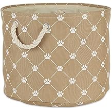Bone Dry Pet Storage Paw and Bone, Trellis Collection, Small Round, 9x12x12, Taupe