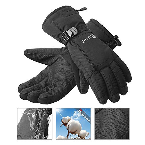 Jogoo Winter Warm Ski Gloves, Thinsulate snowboarding gloves, Waterproof & Windproof with Zipper and Pocket