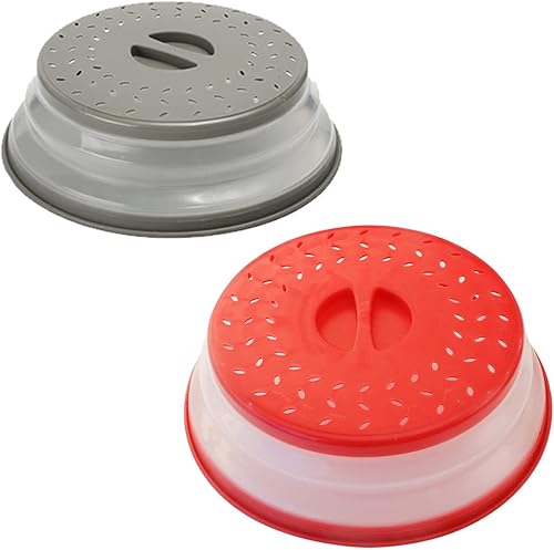 Cubierta plegable para salpicaduras de microondas con alfombrillas de silicona, 10.5 pulgadas, apta para lavavajillas, cubierta de placa de