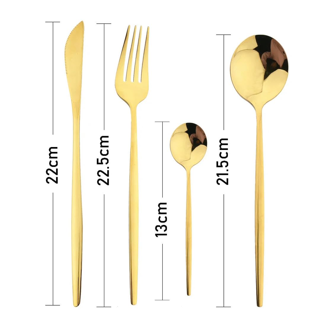 Juego de 24 Cubiertos Dorados con Mango Negro de Acero Inoxidable, Cuchillo, Tenedor, Cuchara, vajilla, Juego de Cubiertos para Festivales, vajilla de Cocina, Regalo