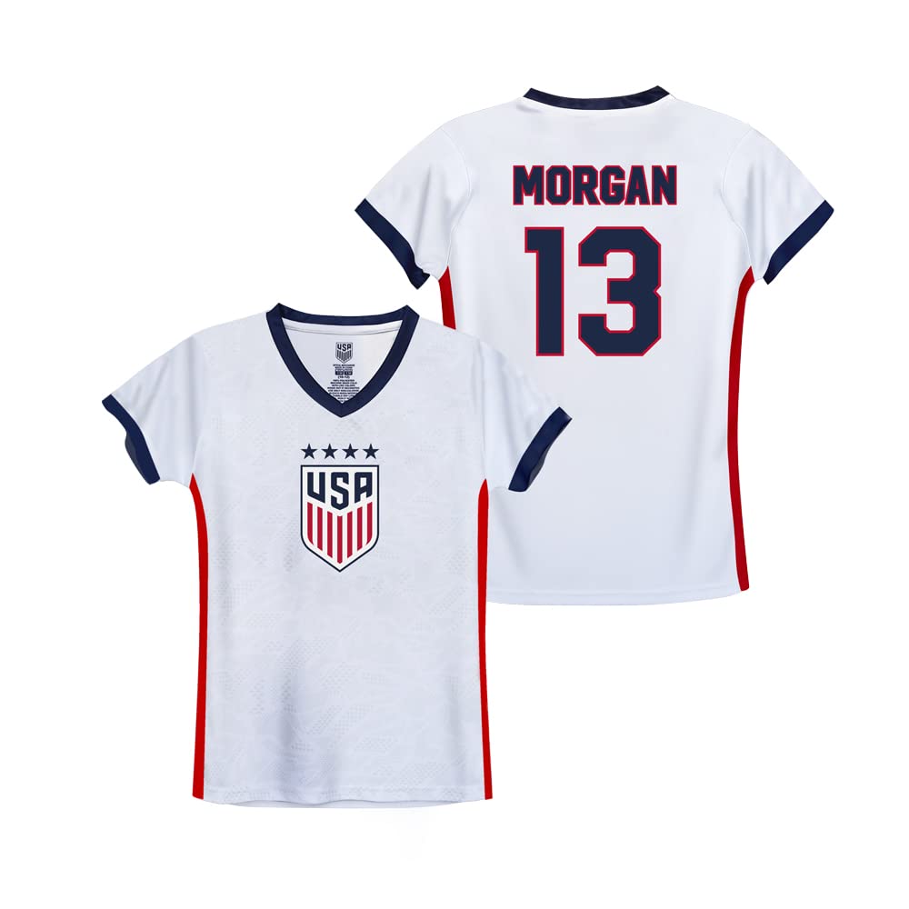 Icon Sports Girls USWNT Gameday Athlectic Tee Athletic Shirt, Alex Morgan | Elite, White/Red, Small US