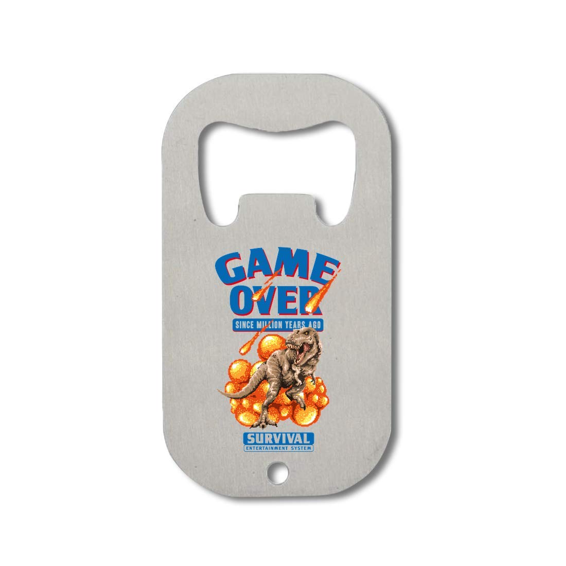 Game Over T Rex Asteroid Survival Stainless Steel Bottle Opener