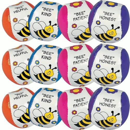 Fun Express Bee Your Best Kick Balls - 12 Pieces - Educational and Learning Activities for Kids