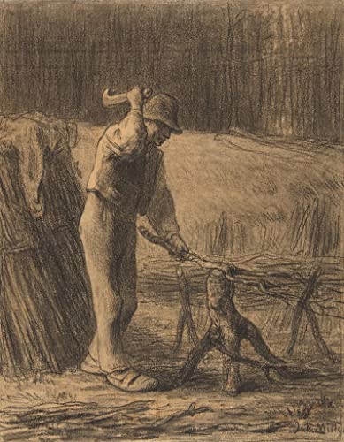 Peinture Fagots de coupe de bûcheron Millet pour habiller un mur de salon vide