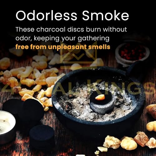Image of Coal for Dhoop - Odourless Charcoal for Dhoop Lasts for More Than 45 Minutes - Charcoal Discs of 33 mm Size - (Pack of 5 Roll (50 DISC))