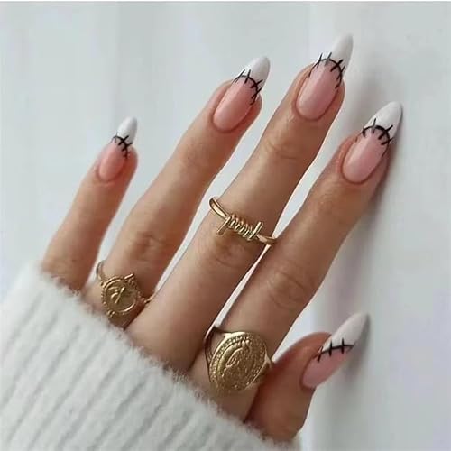 Halloween Press On Nails with French Scar Pattern