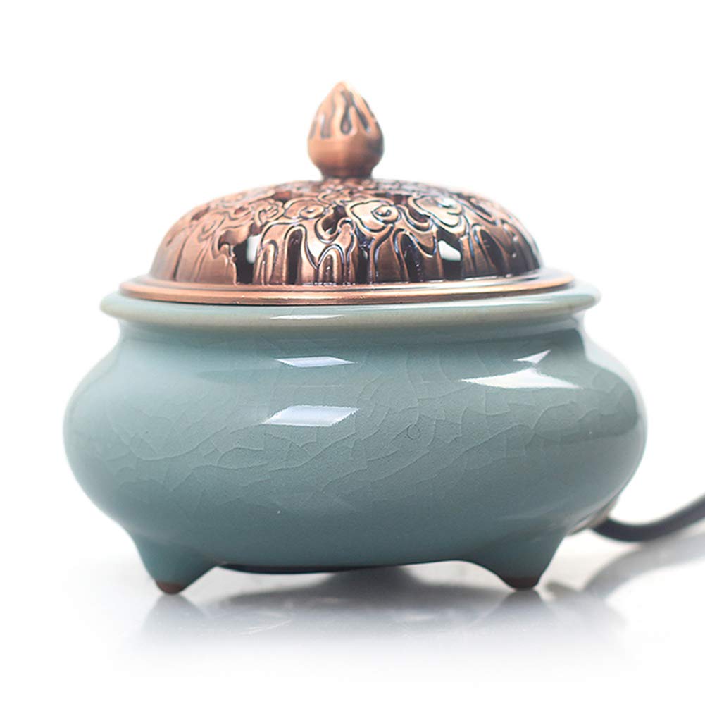 RXBFD Diffusore di Olio Essenziale in Ceramica, bruciatore di incenso Elettrico Regolabile con Temperatura di temporizzazione, Forno elettronico per aromaterapia in Legno di agar