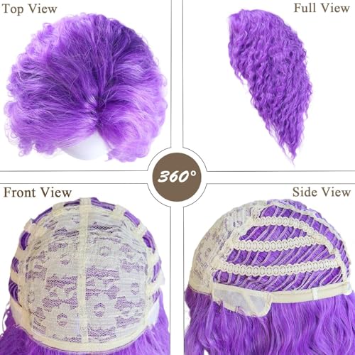 Image of GNIMEGIL Long Purple Wavy Wigs for Women 26 Inch Free Part Curly Wig Natural Looking Synthetic Heat Resistant Fiber for Daily Party