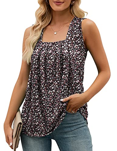 Flattering Tops To Hide Tummy Sweetheart Neckline Top Beach Clothes Floral Boho Sleeveless Tunic Tank Tops For Women, 3Xl #TOP6