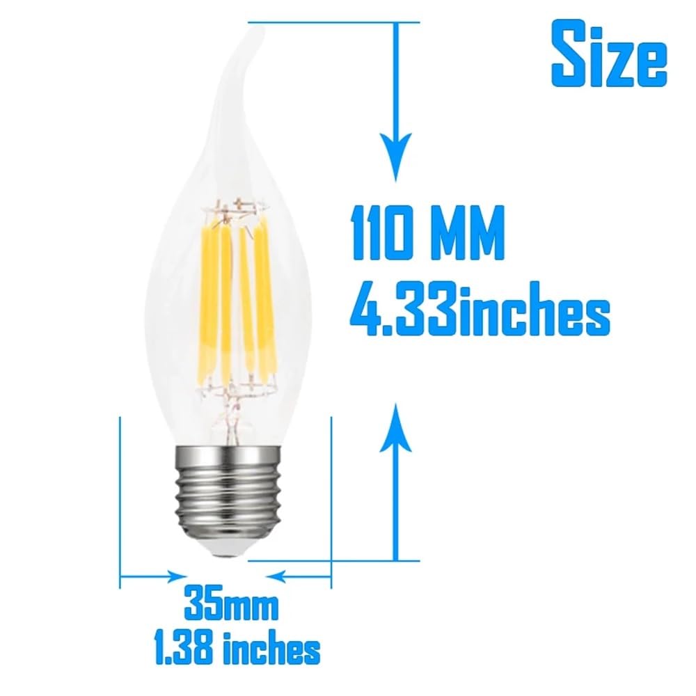 Lot de 10 Ampoules LED rétro Style Bougies pour éclairage intérieur, AC110V 2W/4W/6W E26 Edison à intensité Variable, pour la décoration de Votre Maison.