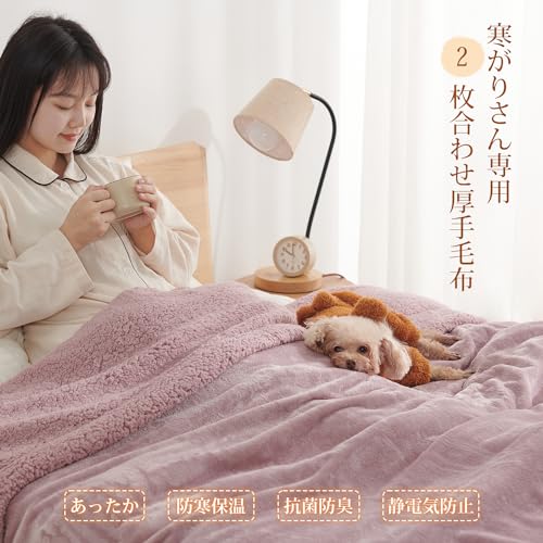 クモリ(Kumori) 2枚合わせ 厚手毛布 シングル 冬用 150X200cm モーブ の商品画像 1