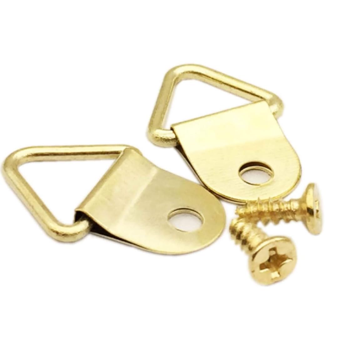 vsshe Kit per appendere quadri, 100 pcs Ganci per quadri resistenti, Gancis per cornici con chiodi, Kit di Gancis Cornice per Pareti Dure reggono 30 libbre (30LB), per pareti dure,ufficio, casa, oro