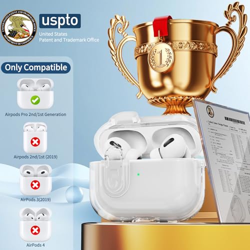 Image of OTOPO for Airpods Pro 2 /1 Case Clear with Lock Cleaning Kit, Soft TPU Transparent AirPods Pro 2nd Generation Protective Cover Skin Women Men for Apple Airpods Pro 2023 /2022 /2019 Charging Case, Clear
