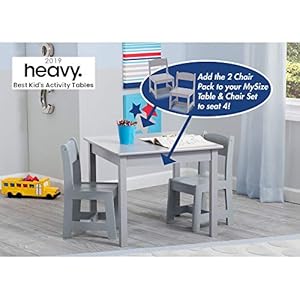 Delta children mysize kids wood table and chair set 2 chairs included ideal for arts crafts snack time more greenguard gold certified grey 3 piece set  urban country home decor