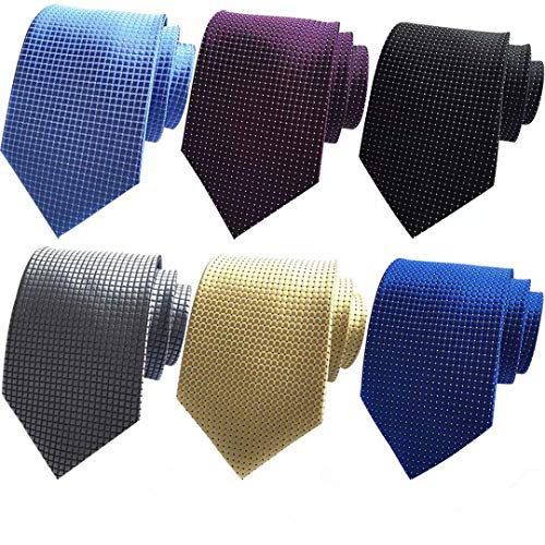 WeiShang Lot 6 PCS Classic Men's Tie Silk Necktie Woven JACQUARD Neck Ties (Style 21)