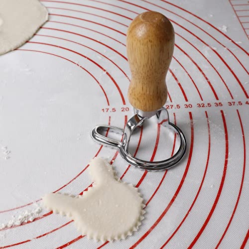 Ravioli Cutter Stamp Mold Set, 7 Pcs, 4 Inch, With Cutter And Wooden Rolling Pin (Festival Style) #TOP3