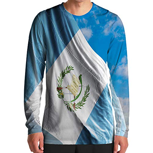 Idakoos Guatemala Flag 3D - Men Long Sleeve T-Shirt Polyester Novelty S White Idakoos Guatemala Flag 3D - Men Long Sleeve T-Shirt Polyester Novelty S White