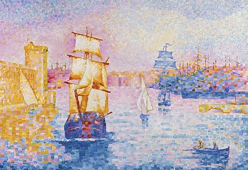 Toile Henri Edmond Cross Port de Marseille reproduction tableau de maître prestige 60x90