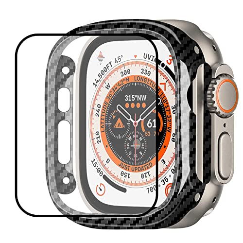 Monocarbon Real Carbon Fiber Snug Case Compatible With Apple Watch Ultra 49Mm,45Mm Series 8/7 Cover Case With Luxury Design (Apple Watch Ultra, 49Mm Glossy Black) #TOP1