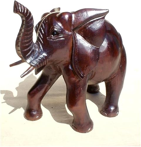 D-Art Collection Decoración para el hogar Estatua de elefante de madera maciza africana de teca