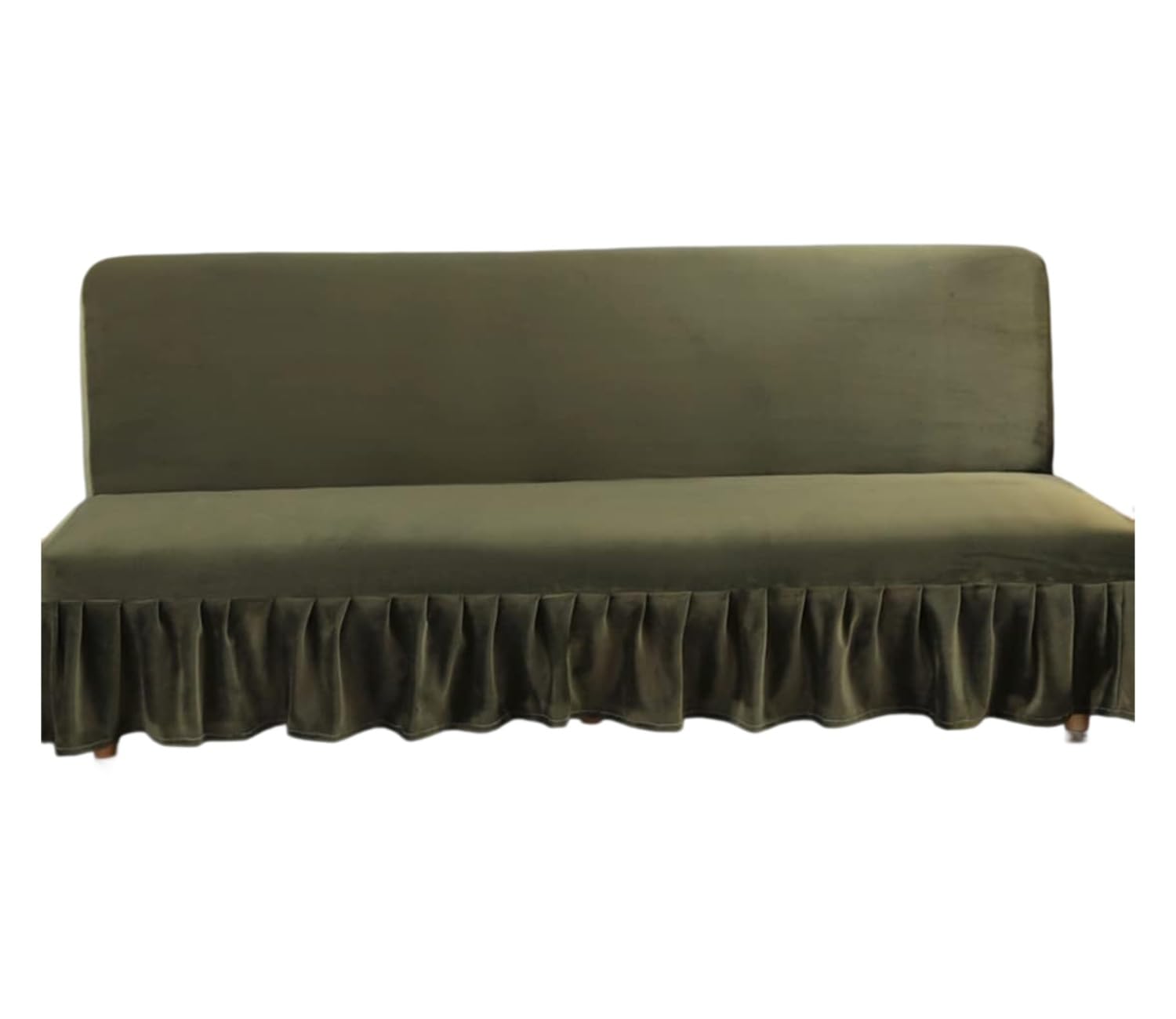 Funda Elástica De Terciopelo para Sofá Cama Sin Brazos con Falda