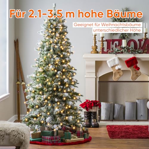 SALCAR 3m Christbaumbeleuchtung mit Ring und 10 Girlanden, 350er LED Weihnachtsbaum Lichterkette Überwurf Wasserdicht für 120cm bis 350cm Tannenbaum, Warmweiß