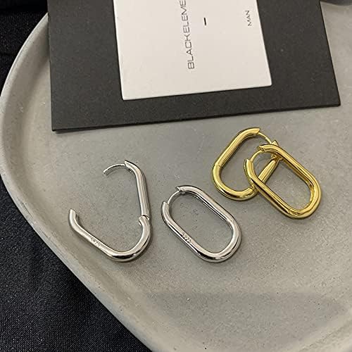 Gold Square Hoop Earrings for Women Rectangular Gold Plated Earrings Waterproof Low Allergy Delicate Chunky Oval U Shaped Earrings Geometric Women's Jewelry - Image 5