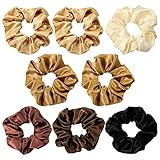 Hanyousheng Coleteros, 8 Pcs Gomas ​de Pelo Satinadas, Coleteros Elásticos de Satén, Coleteros Mujer Gomas, Coleteros Elásticos de Satén de Seda Para Mujeres y Niñas