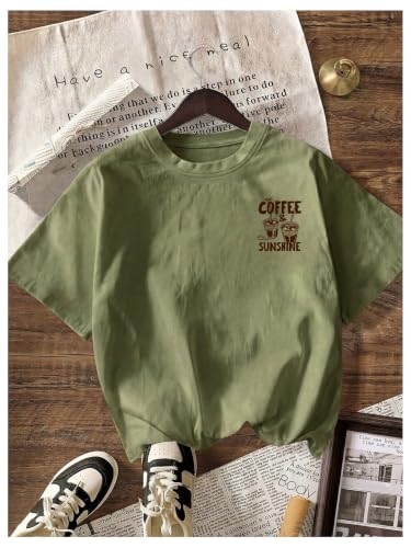 Image of RoseSeek Women's Graphic Letter Tee Crew Neck Drop Shoulder Trendy Summer T Shirt Short Sleeve Vintage Car Print Top
