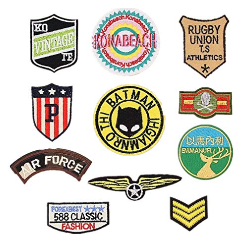 Preisvergleich Produktbild Bella 11pcs Patches Aufnäher Aufkleber Aufbügler Applikationen Militärabzeichen Badge Skull Buchstaben Stickerei Iron On Sew On Patch Stickers für T-Shirt Mantel Beutel