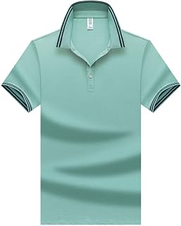 DAVBIR Men Polos Cotton Striped Collar Solid Color Tennis T-Shirt Moisture Wicking Quick Dry Short Sleeve Slim-fit Collared Athletic