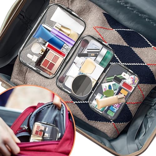 AURUZA Clear Makeup Bag,Portable Travel Toiletry Bags with Zipper, TSA Approved Clear Organizer Bags, PVC Cosmetic Pouch for Airport Airline Compliant — view 6