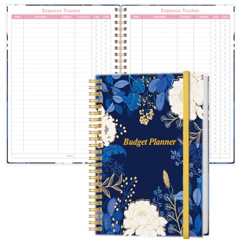 Budget Planner - A5 Expense Tracker, Undated Finance Planner Take Control of Your Money, Account Book to Manage Your Finances, 5.8" x 8.5", Blue Leaf