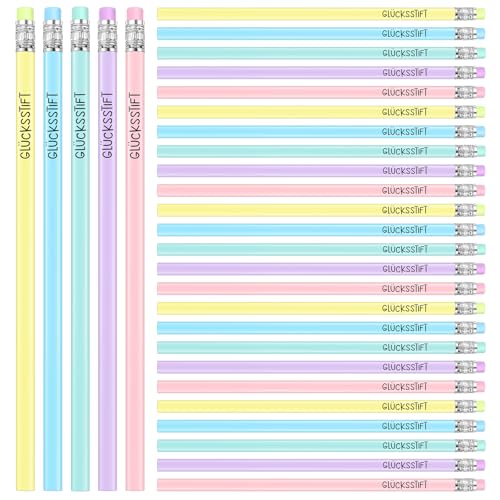 Tenare 30 Stück Glücksstift Bleistifte mit Radiergummi | Du Schaffst Das