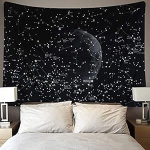 Dremisland Maan Galaxy Constellation Tapestry Indiase Boheemse Mandala Wandopknoping Wandtapijt Zwart voor Natuur Woon…