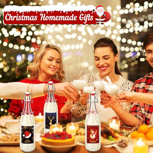 Havawish 6 Pcs 33.8 oz Christmas Coquito Swing Top Glass Bottles for Homemade Coquito Flip Top Bottles with Airtight Cap Lids Labels for Christmas Home Brewing Beverages Liqueur(Classic) - Thumbnail 4