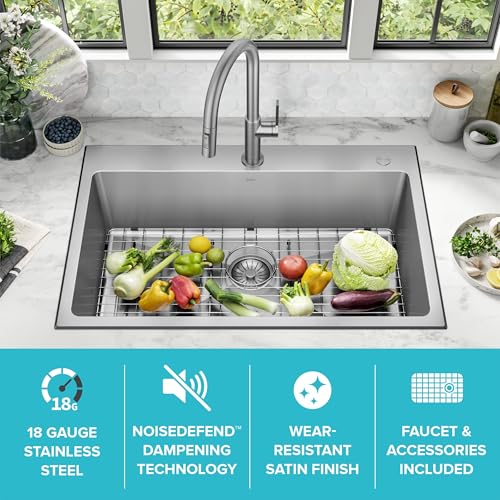 KRAUS-Standart-PRO-33-Drop-InUndermount-18-Gauge-Stainless-Steel-Single-Bowl-Kitchen-Sink-and-Pull-Down-Faucet-in-Spot-Free-Stainless-Steel-Finish KRAUS Standart PRO 33 Drop InUndermount 18 Gauge Stainless Steel Single Bowl Kitchen Sink and Pull Down Faucet in Spot Free Stainless Steel Finish