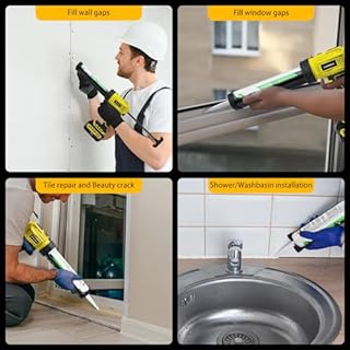Cordless Caulking Gun Compatible for DeWalt 20V Max Battery, 10 Oz/300ml Electric Silicone Gun,with LED Light,4 Adjustable Speed for Filling, Sealing, Repair（No Battery）