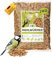 EWL Naturprodukte Mehlwürmer getrocknet 2 kg (13 L), Insektensnack für Vögel, Fische, Schildkröten, Nager und Reptilien