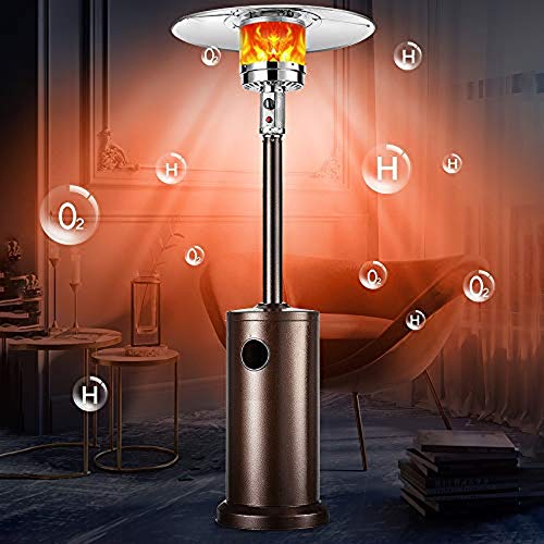 Bloomn Patio Heater Propane Gas Portable Commercial Outdoor Heater 48000 BTU Floor Standing with Wheels for Garden Wedding,Party (Brown)