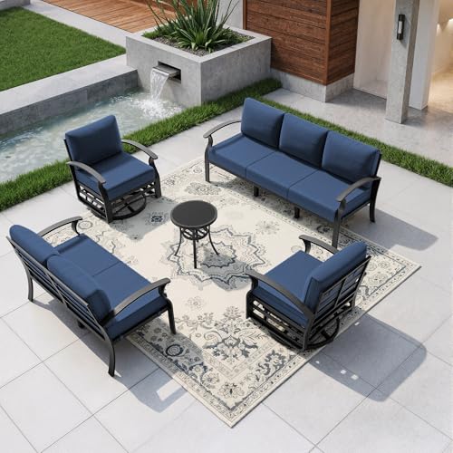 Kullavik Aluminum Patio Furniture Set,5 Pieces 7 Seat Metal Outdoor