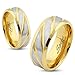 STR-0322 Stainless Steel Diagonal Striped Gold IP Ring