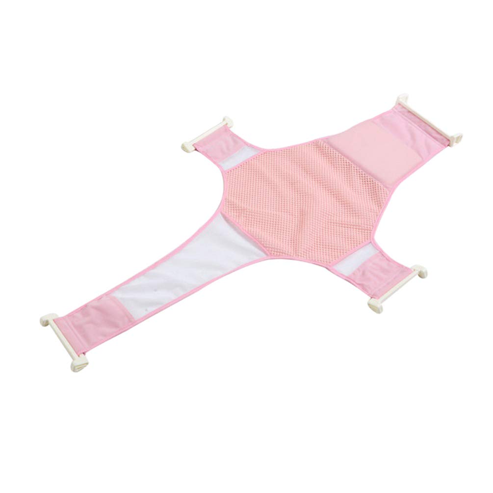 LINNUO Baby Bath Seat Support Newborn Safe Shower Sling Net Adjustable Infant Bath Care Hammock Bathtub Mesh Bath Tub Seat (Pink)