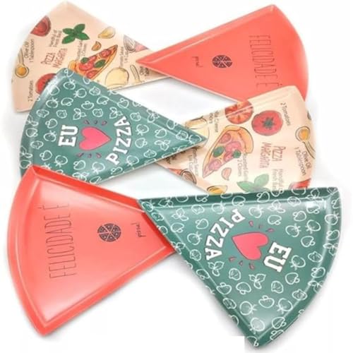 Jogo Kit 6 Pratos Pizza Melamina Triangular Estampas Sortidas