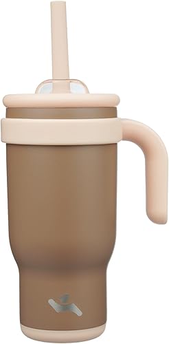 Miniatura 8 de Vaso de 14 onzas con asa lateral, botella de agua aislada con popote y tapa 2 en 1, taza de acero inoxidable, taza de café de viaje, para deportes,