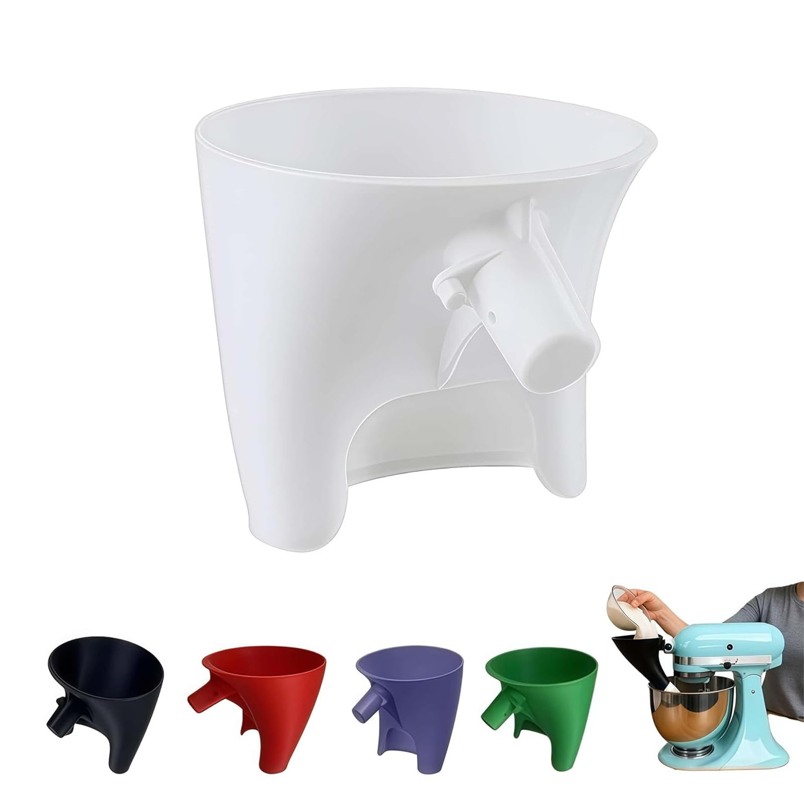 Lejek do mąki dla Kitchenaid Kitchen Aid Flour Funnel do miksera, blendera stojącego, zestaw KSM150, silikonowy dodatek do maszyny kuchennej, silikonowy lejek do mąki, akcesorium kuchenne (E)