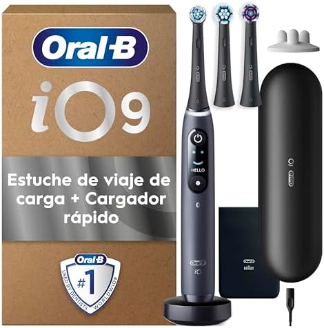 Oral-B iO 9 Cepillo de Dientes Eléctrico con 3 Cabezales, Negro -...